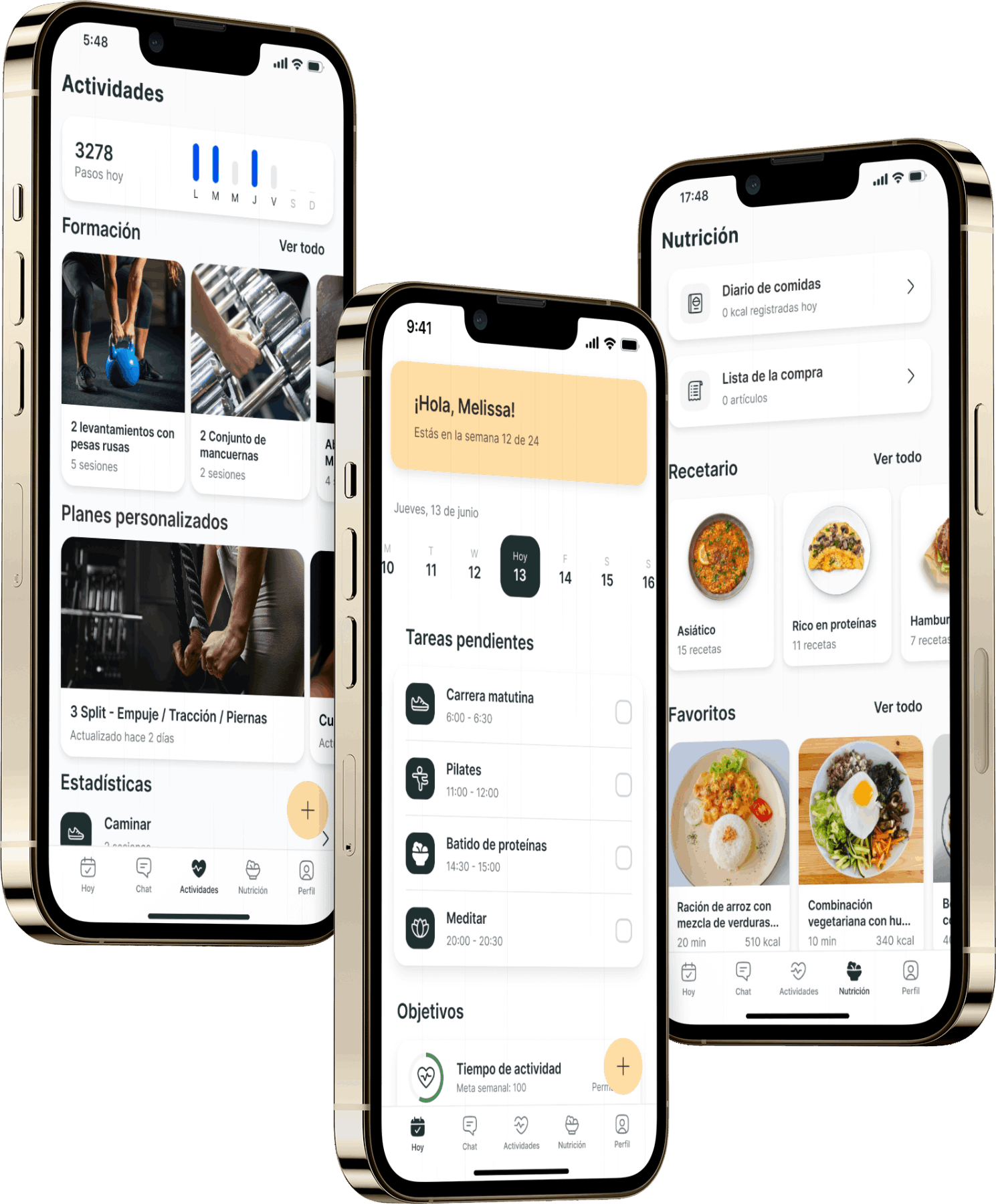Un mockup de la app de coaching mostrando las funciones.